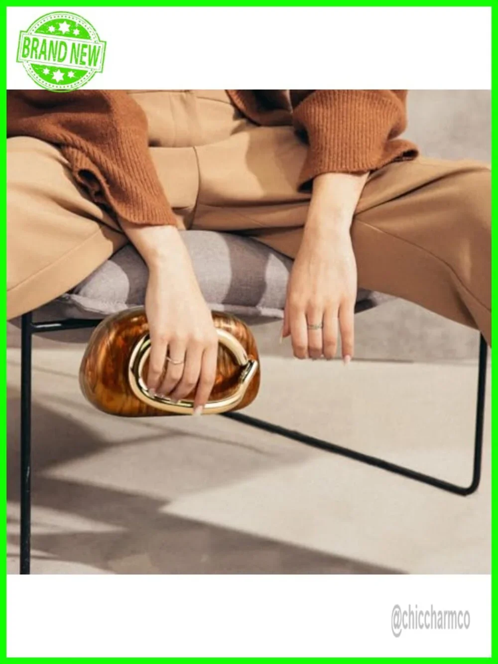 Marble Acrylic Clutch with Chain for Women Evening Handbag Party Purse